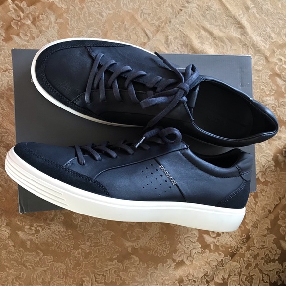 NEW ECCO Navy Leather Lace-up White Sole Shoe | 48